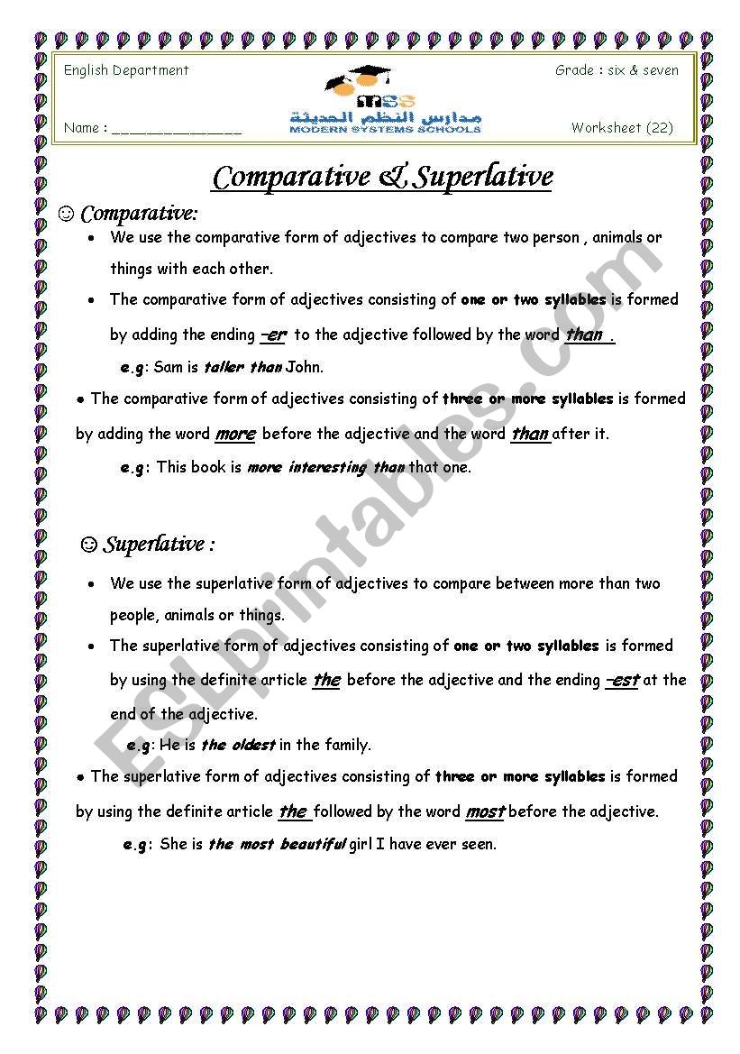 adjective ( comparative & superlative) 