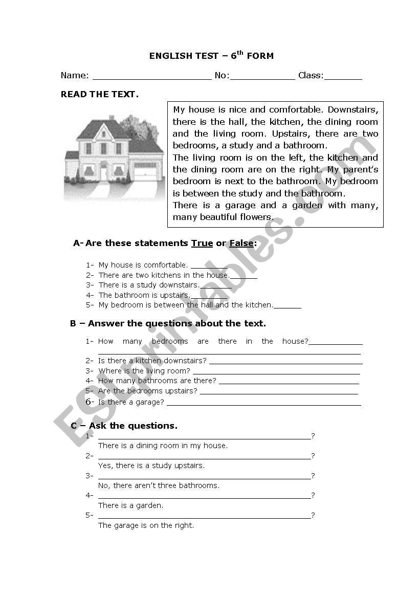 The House worksheet