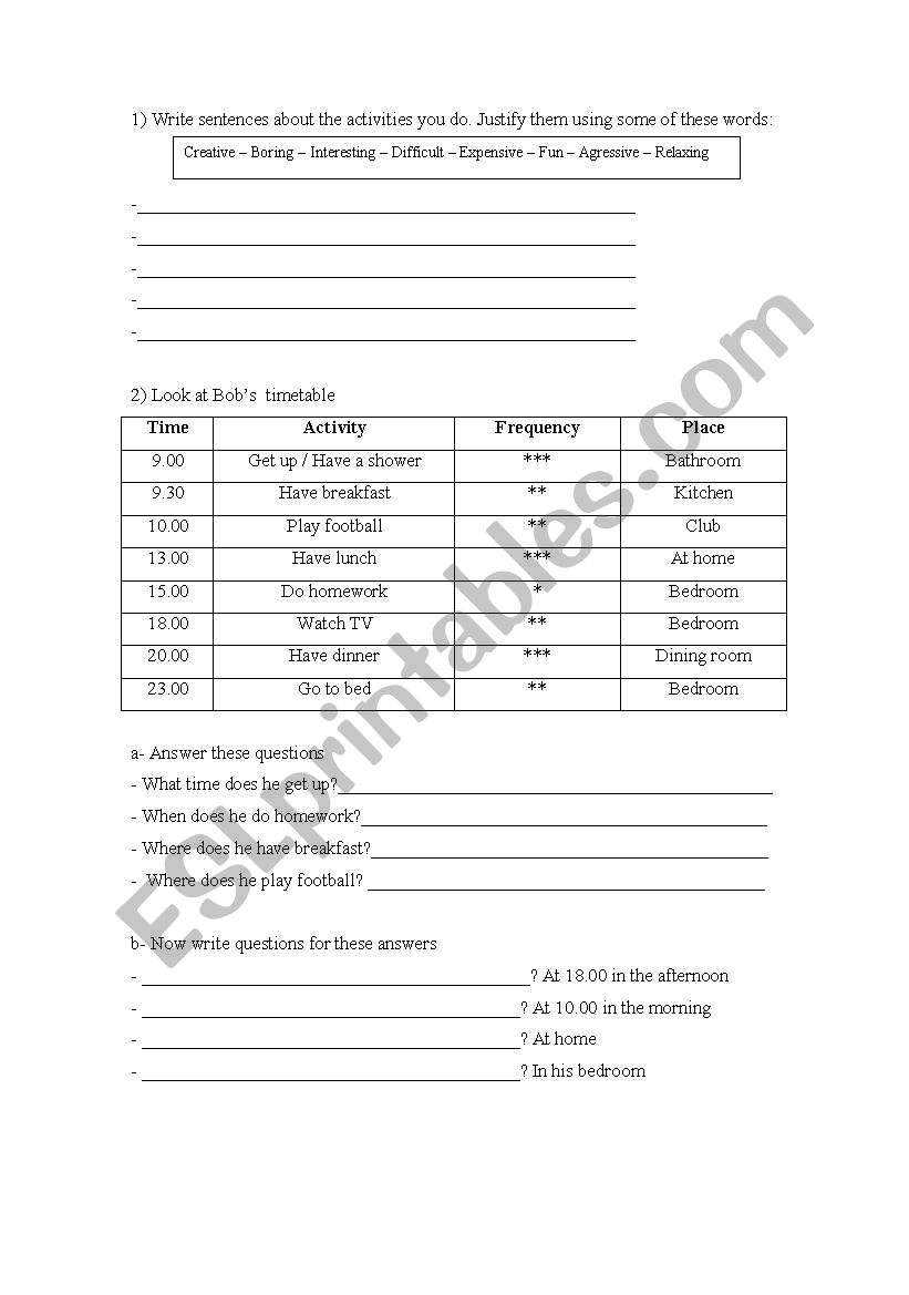 Present simple activities worksheet