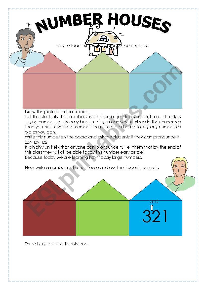 NUMBER HOUSES worksheet