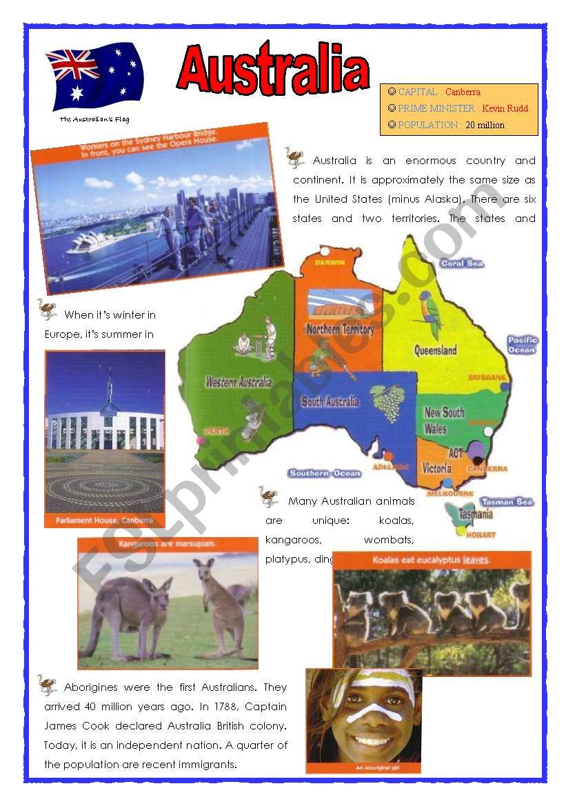 Australia (2 sheets) worksheet