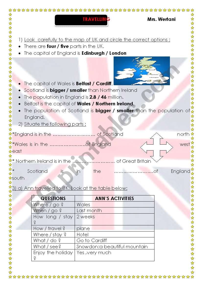 travelling to uk worksheet