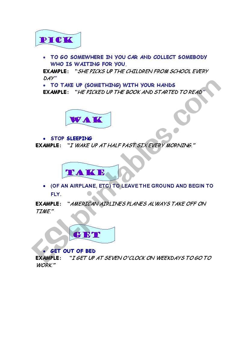 phrasal verbs worksheet