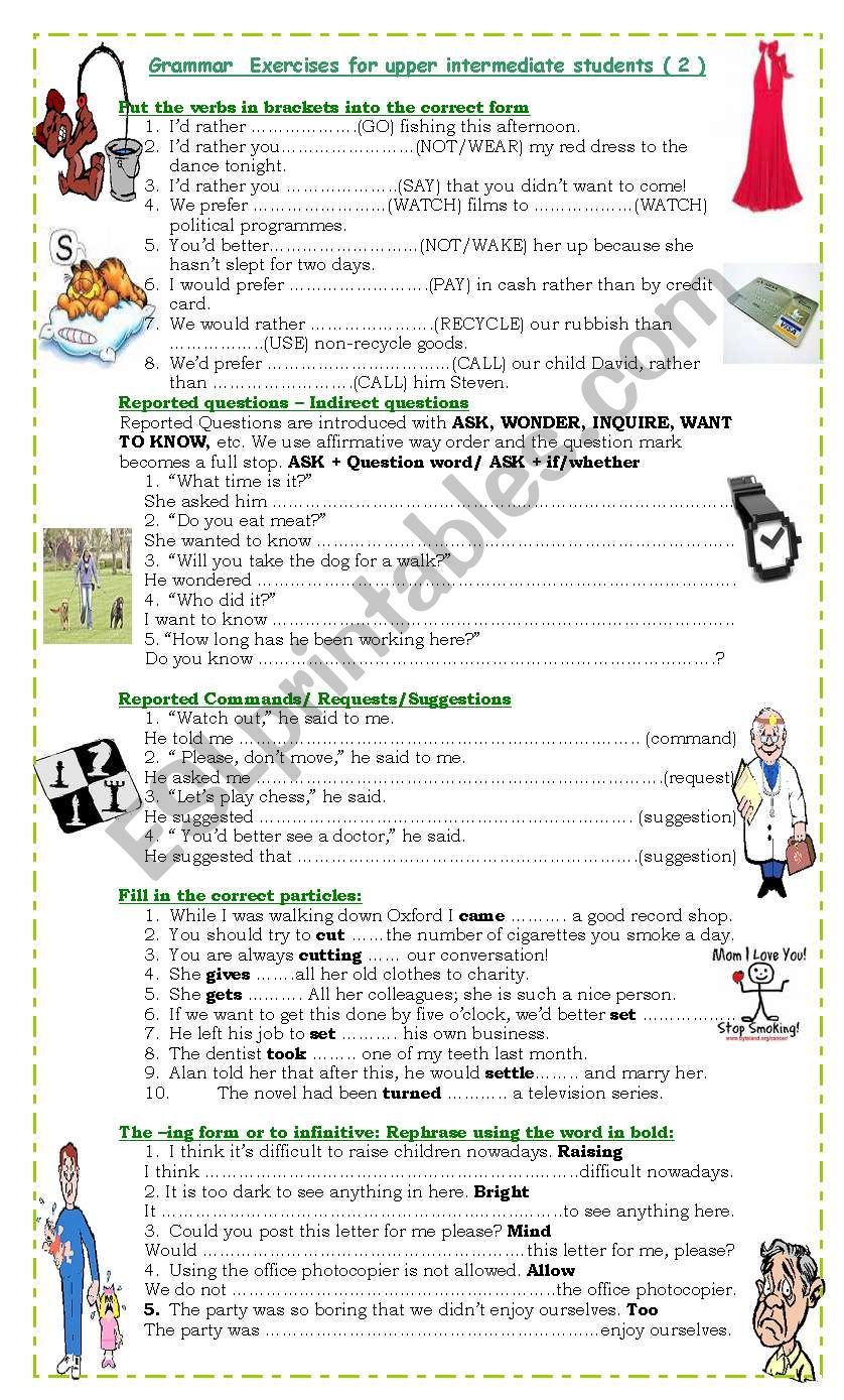 Grammar Exercises for upper intermediate students (2)