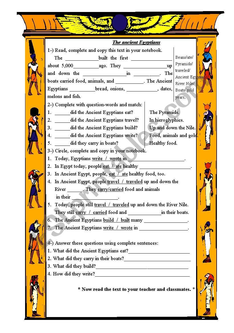 Egyptians Activity worksheet