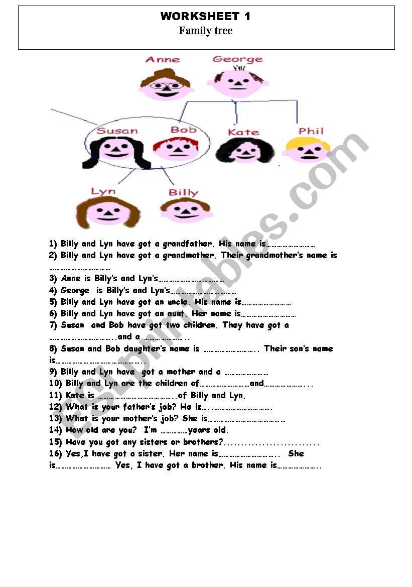 family tree worksheet