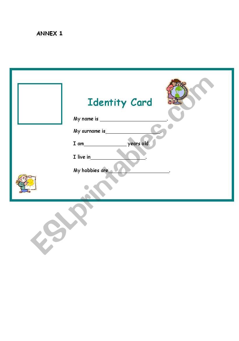 Identity Card worksheet