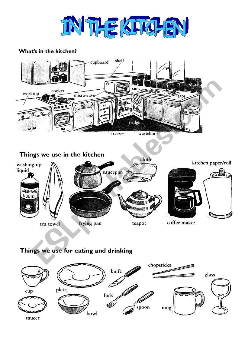 In the kitchen worksheet