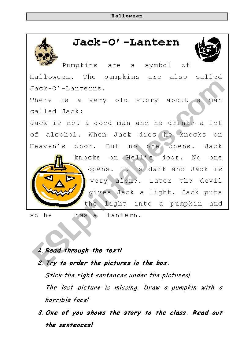 Jack oLantern worksheet