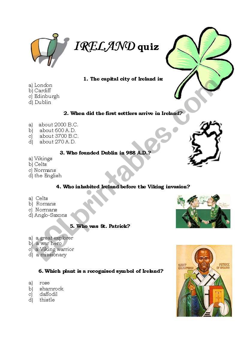 Ireland QUIZ worksheet