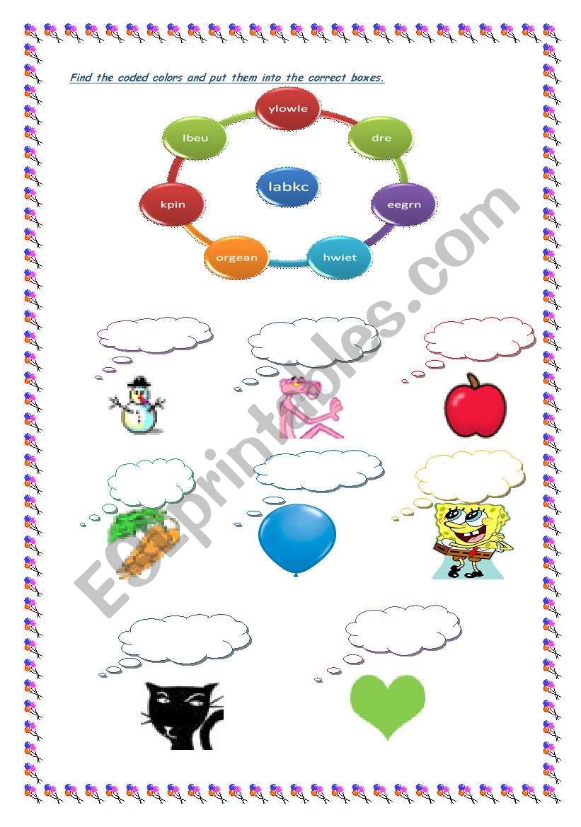 Colours worksheet