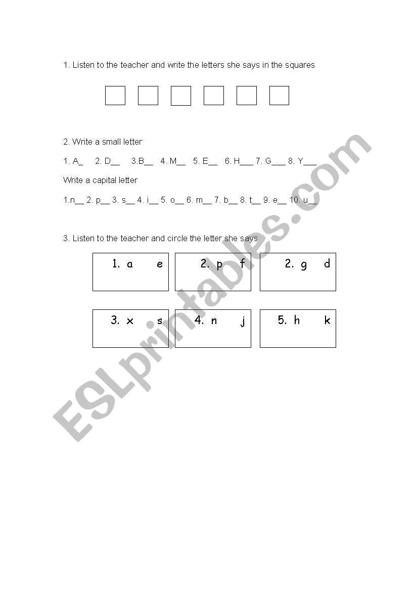 letters worksheet