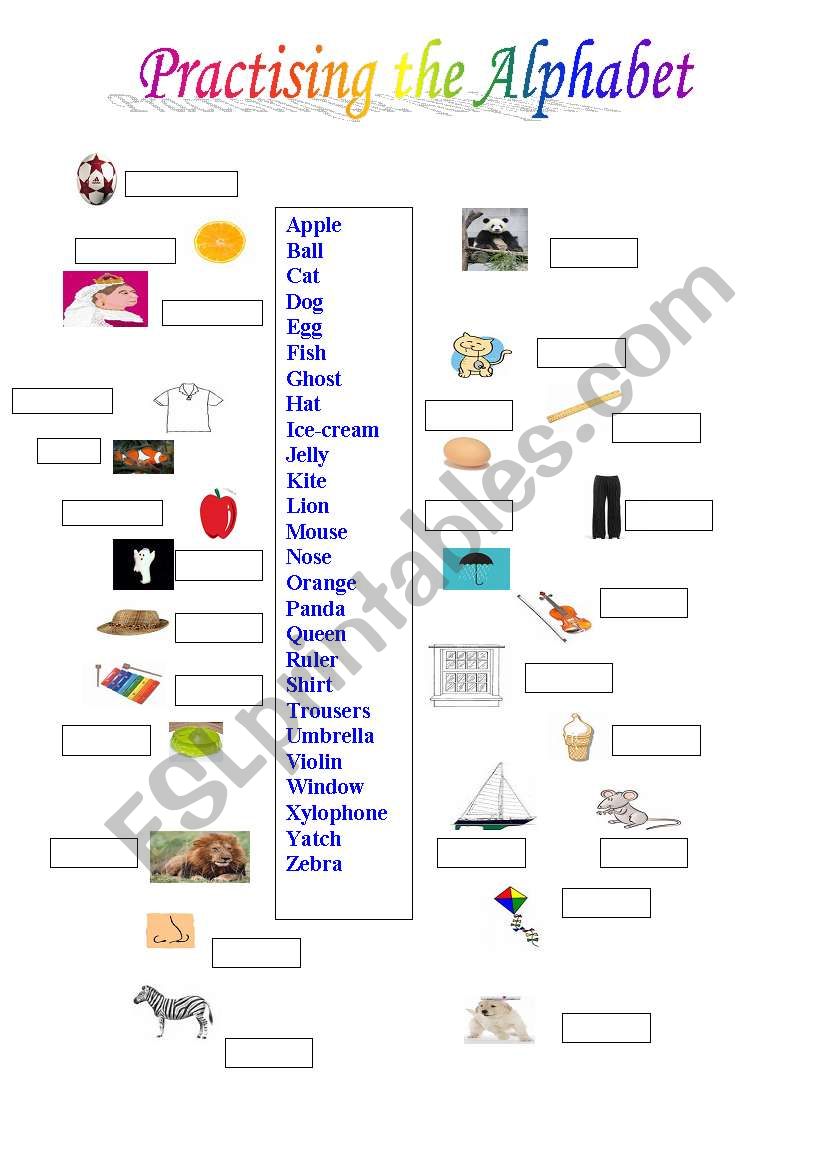 Practising the alphabet worksheet