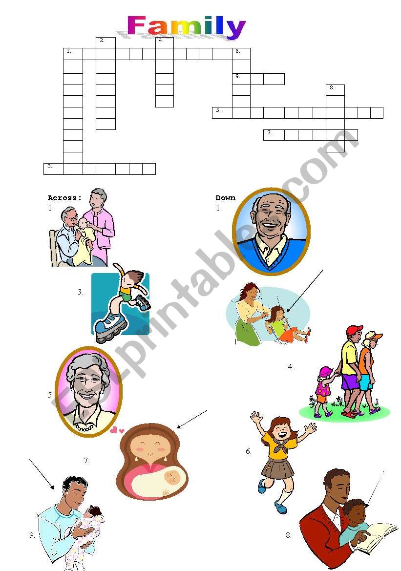 family crossword worksheet