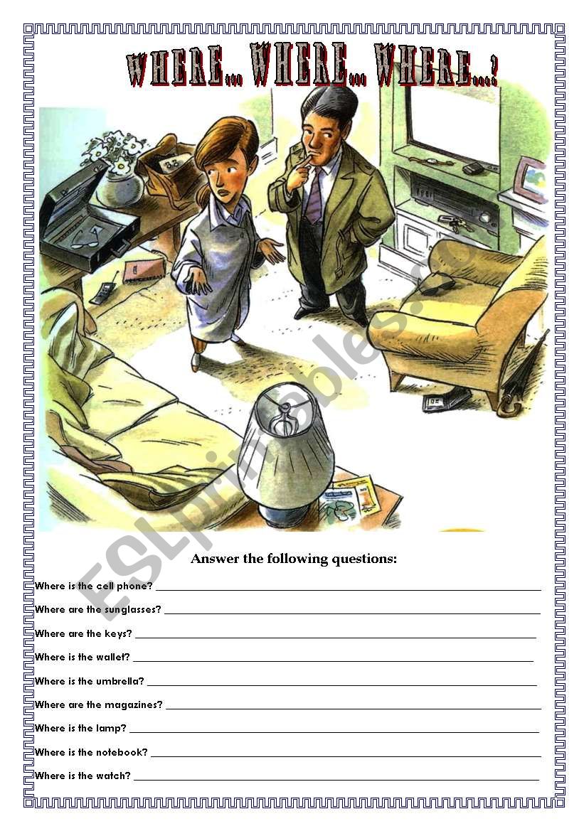 Prepositions of place worksheet