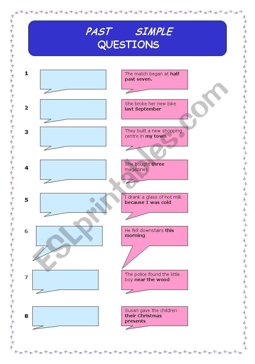 Past Simple - questions worksheet