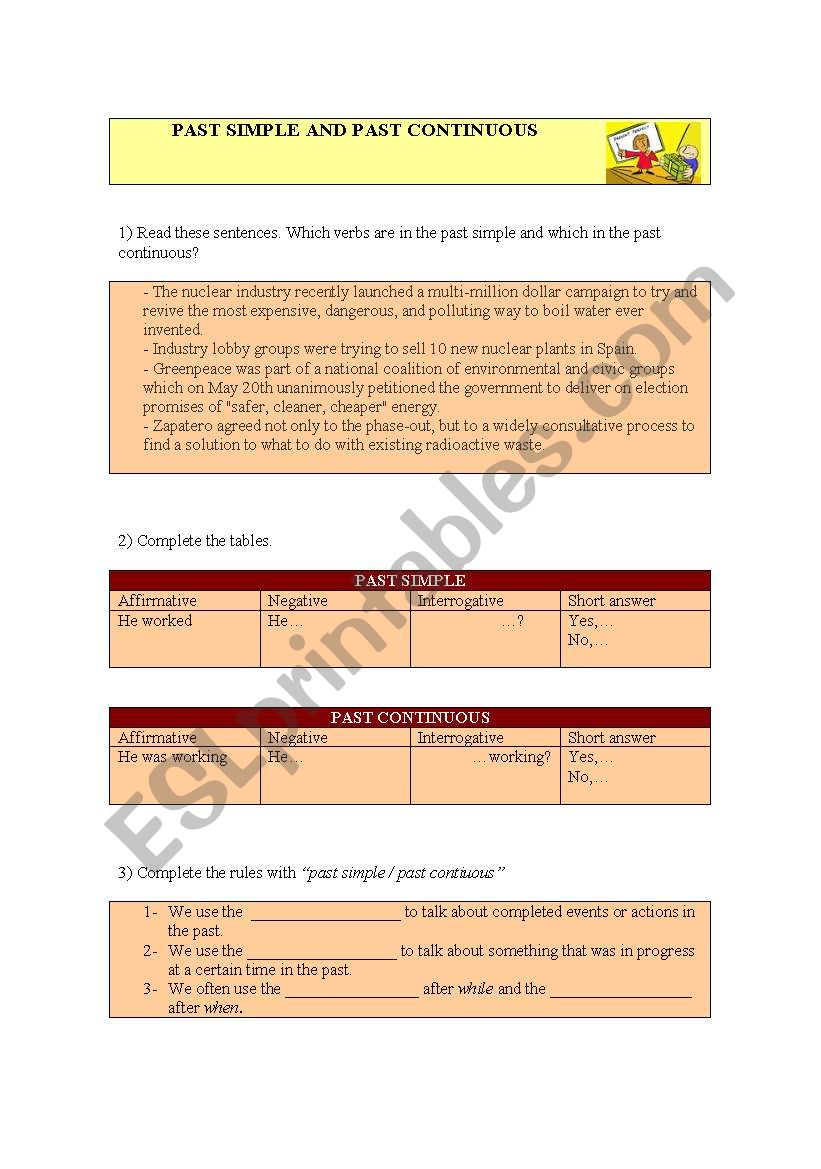 PAST SIMPLE VS. CONTINUOUS worksheet