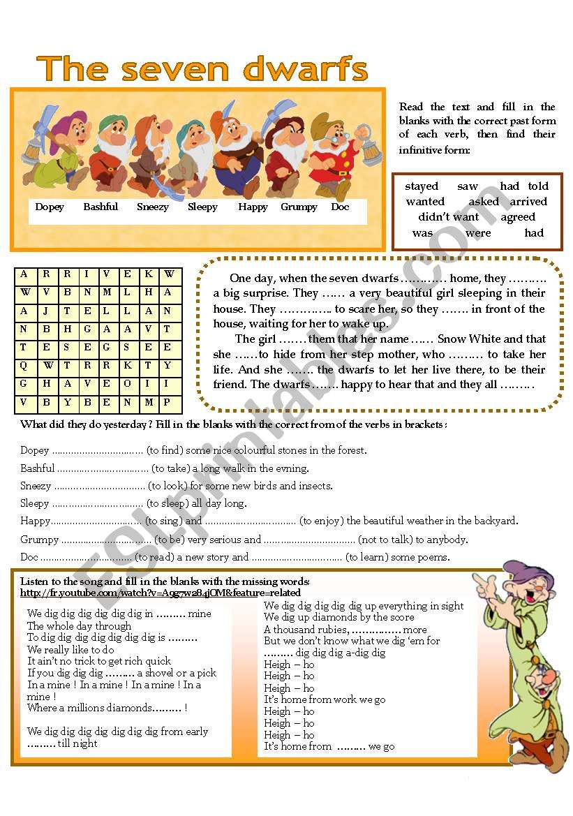 THE SEVEN DWARFS worksheet