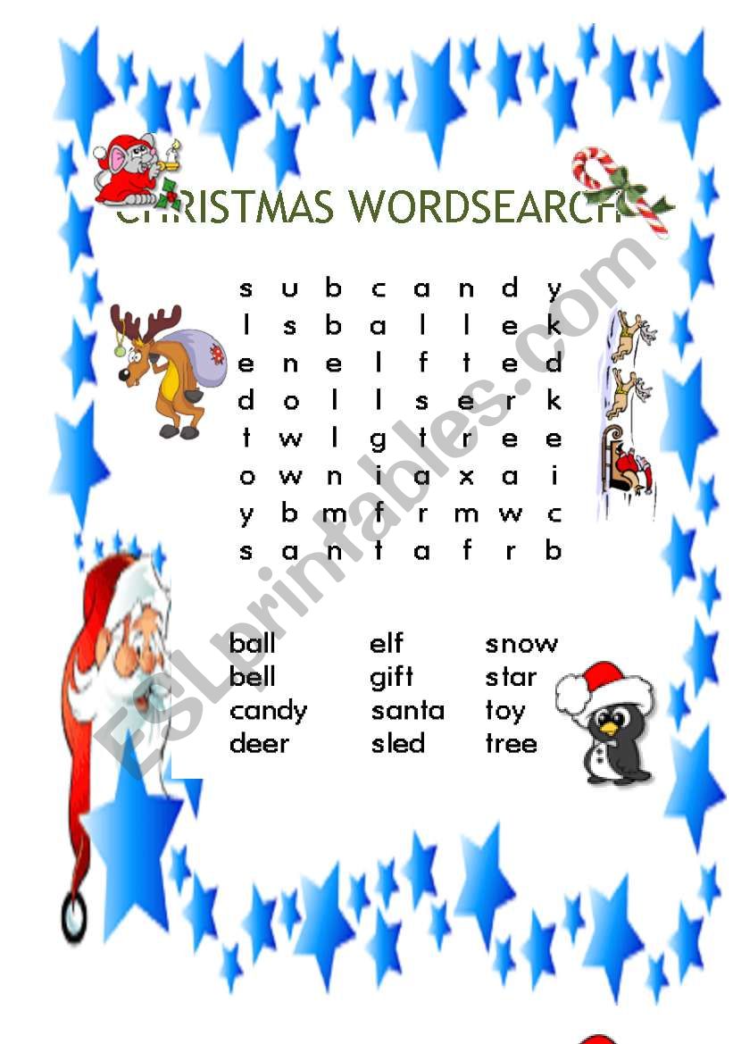 CHRISTMAS WORDSEARCH worksheet