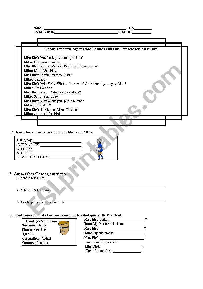 Test - Beginners worksheet