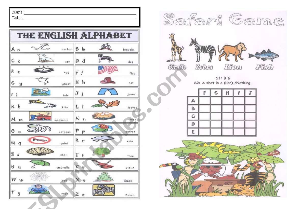 Alphabet safari worksheet