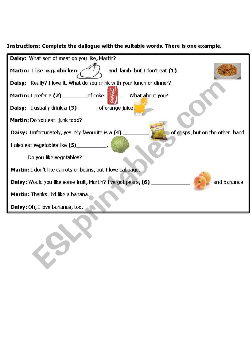 FOOD AND DRINK worksheet