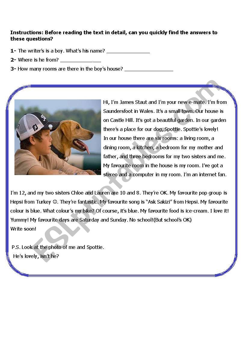 READING worksheet