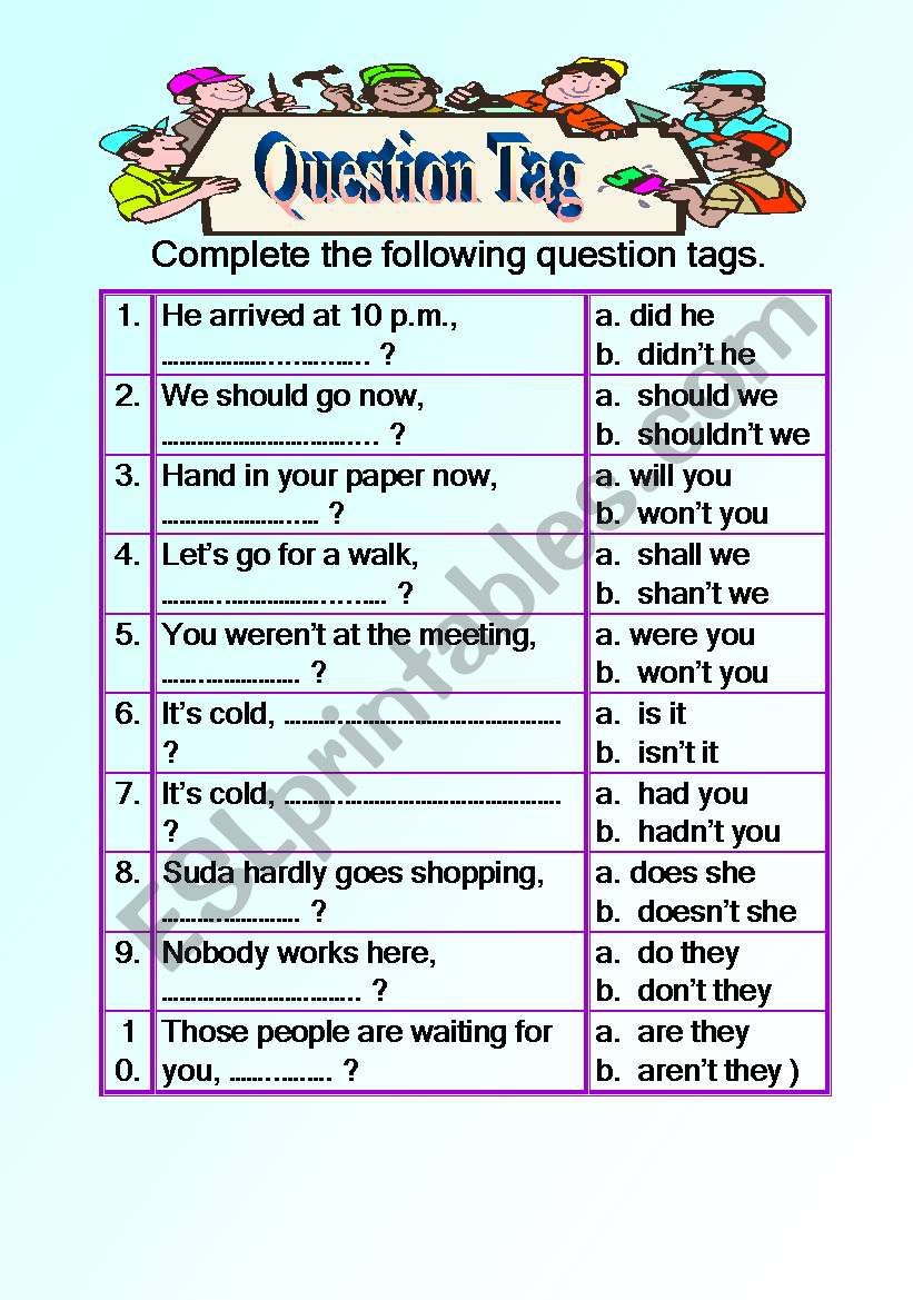 Question Tags worksheet