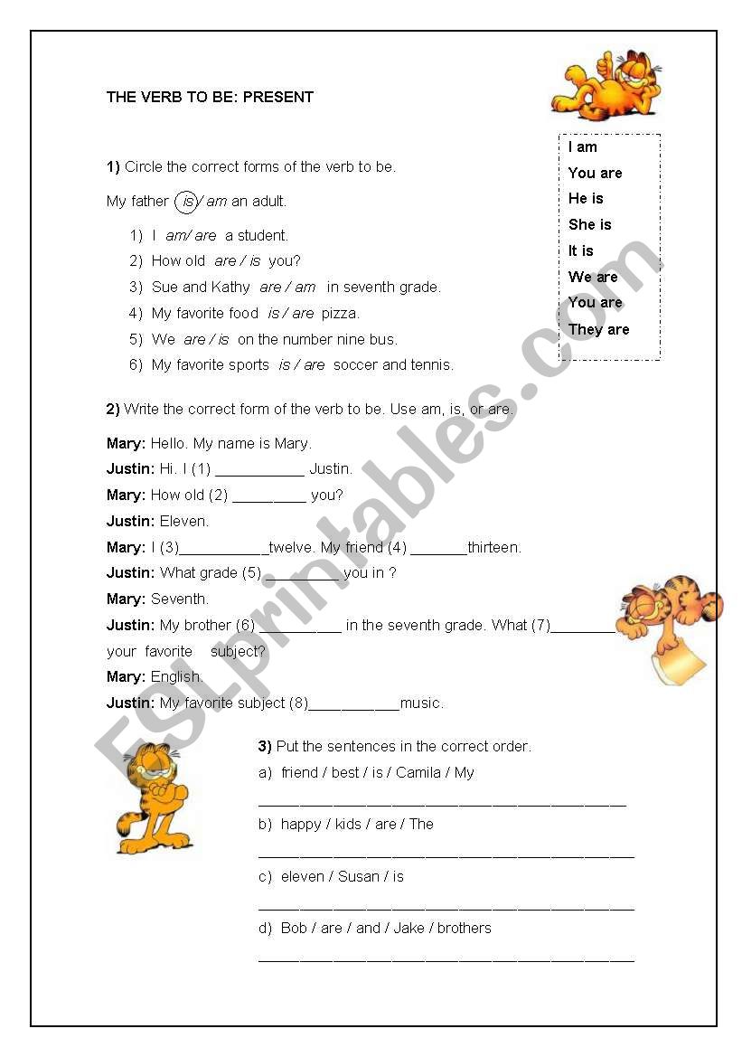 Verb to be worksheet