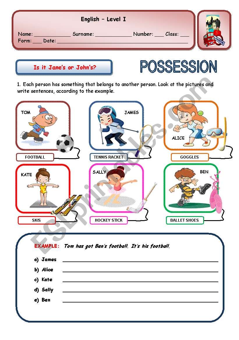 IS IT JANES OR JOHNS? worksheet