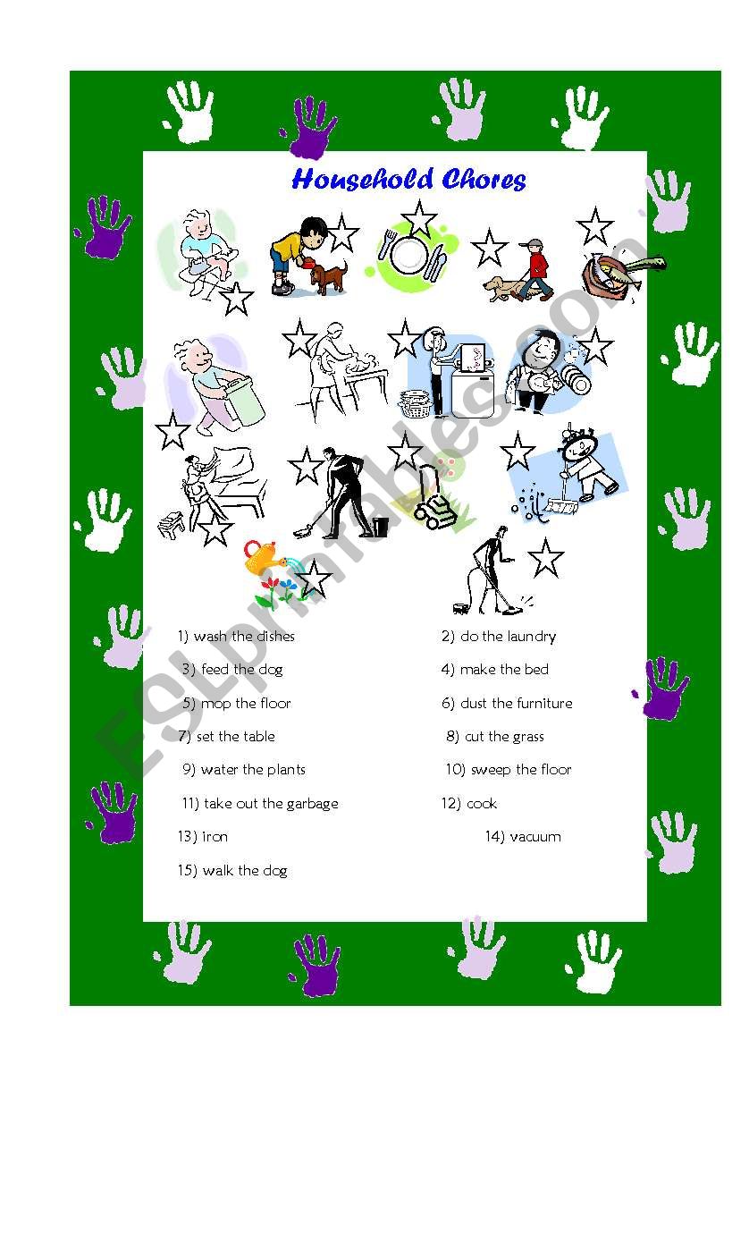 HOUSEHOLD CHORES worksheet