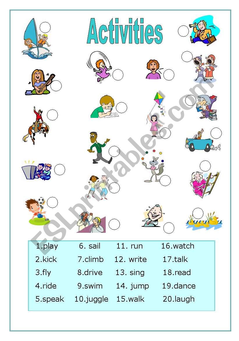  Activities worksheet