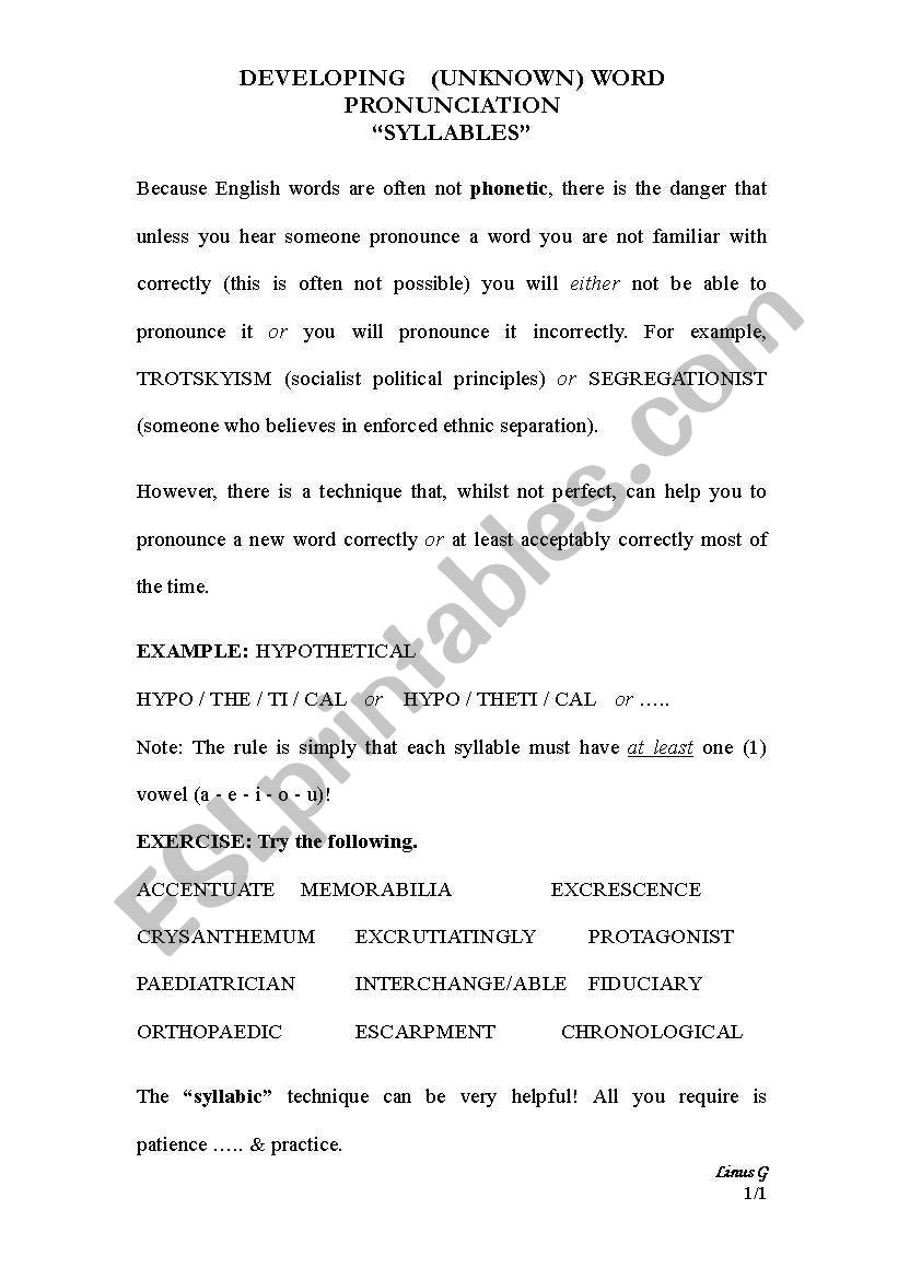 Pronunciation worksheet