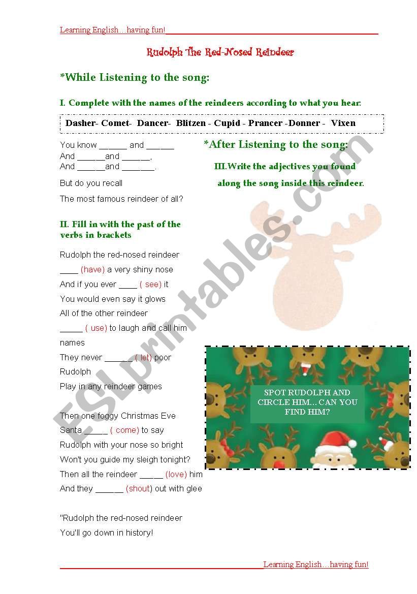 Rudolph worksheet worksheet