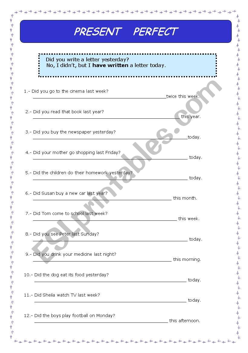 Present Perfect worksheet