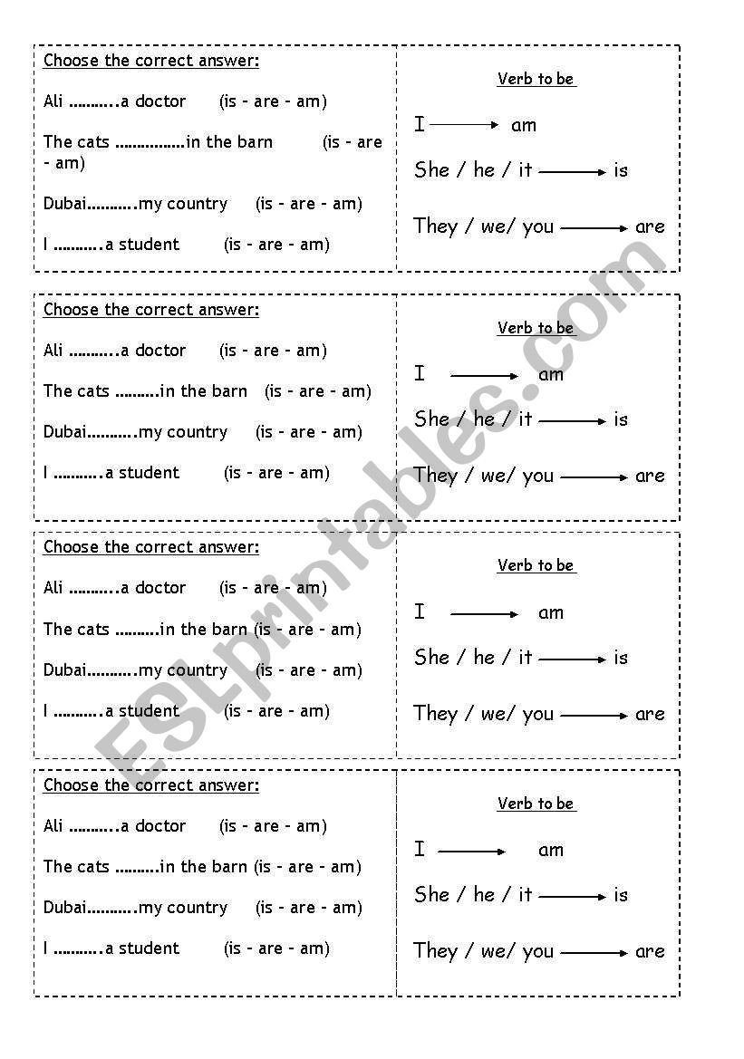 verb to be  worksheet