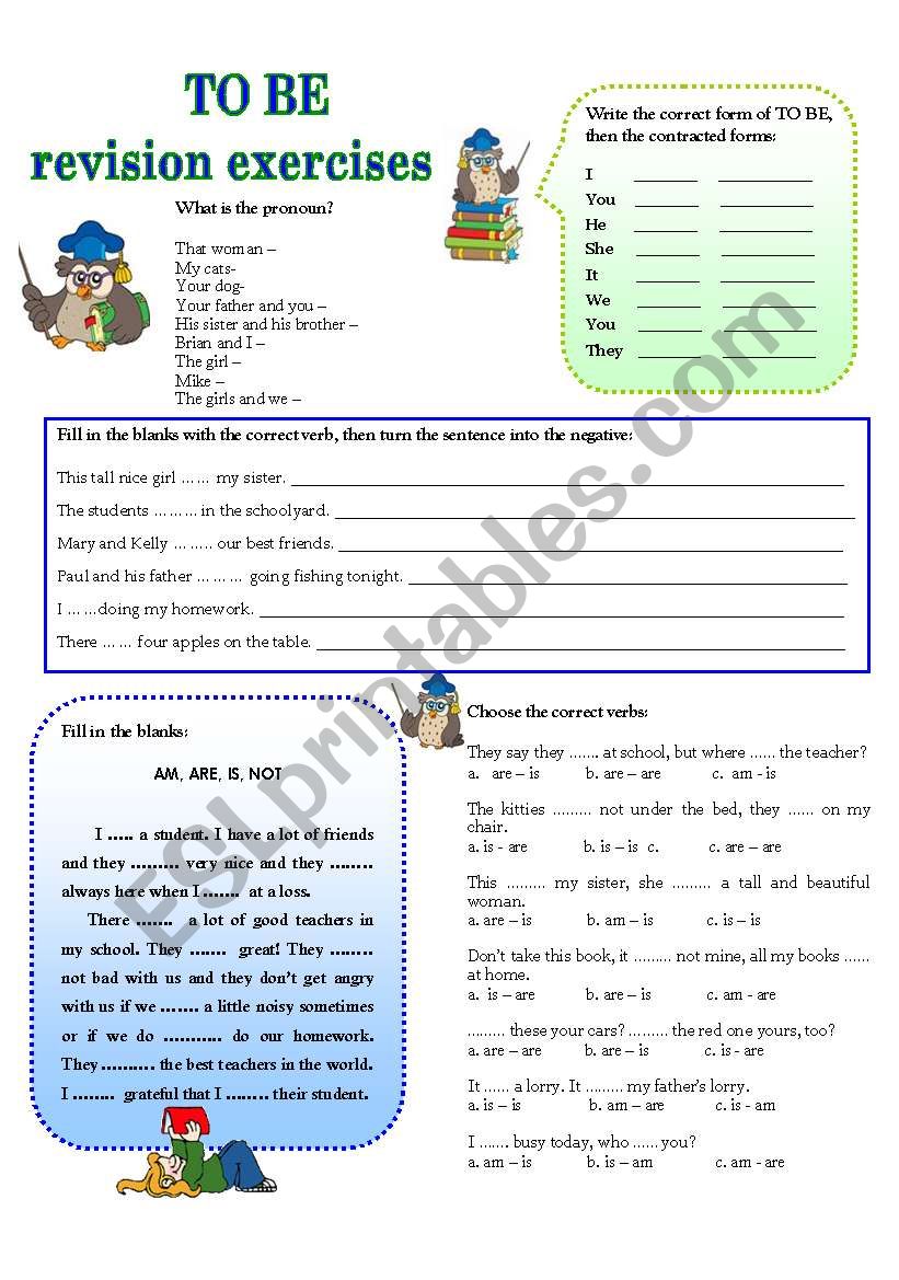 TO BE -- revision exercises worksheet