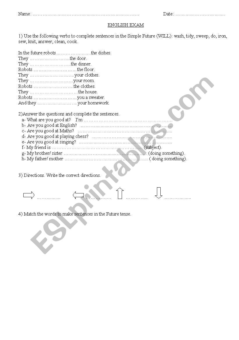 test worksheet