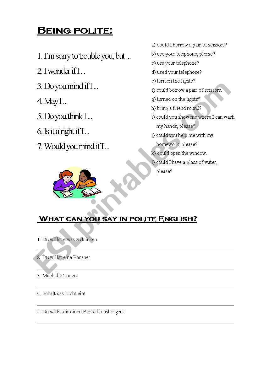 Being polite worksheet