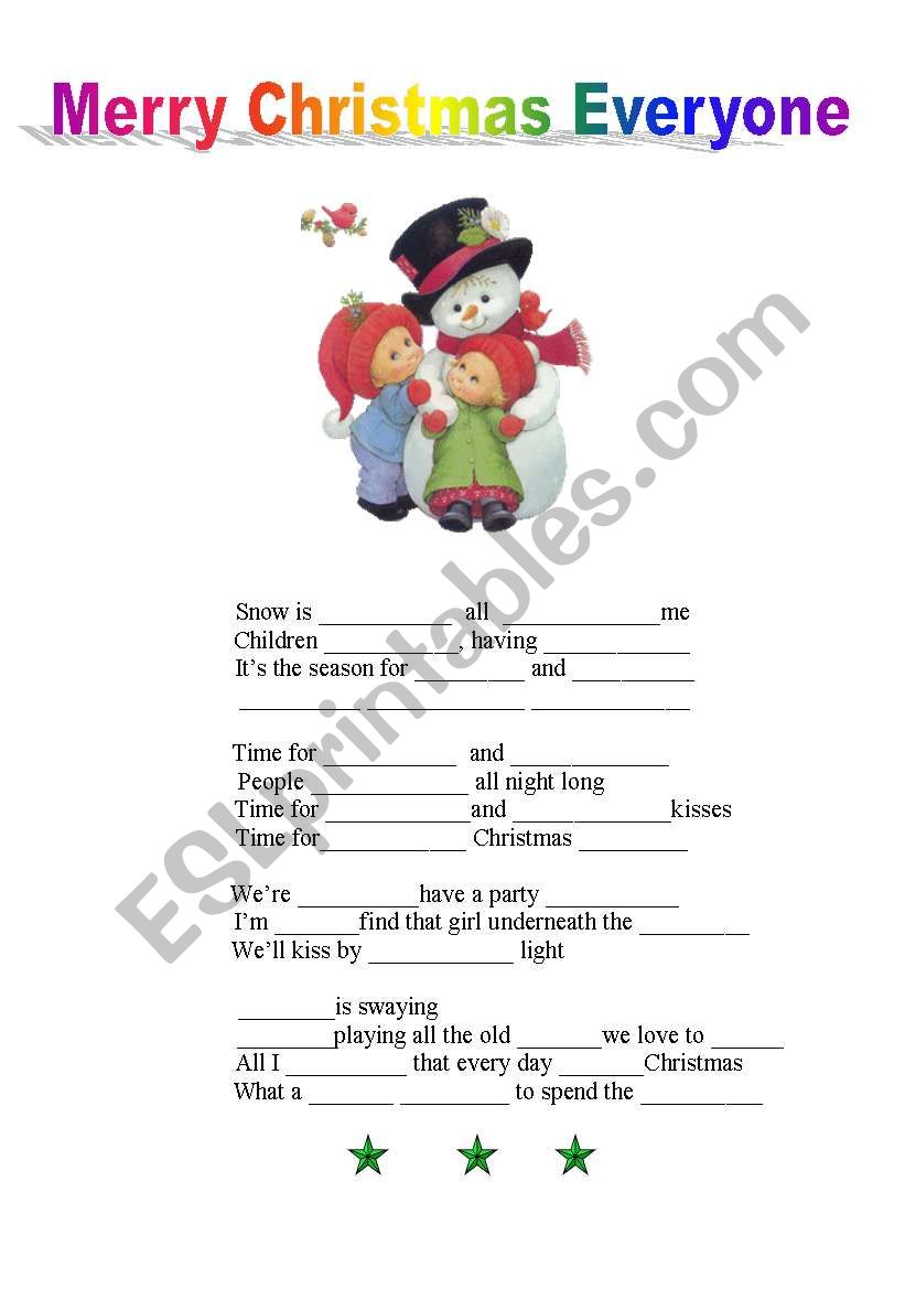 Christmas song worksheet