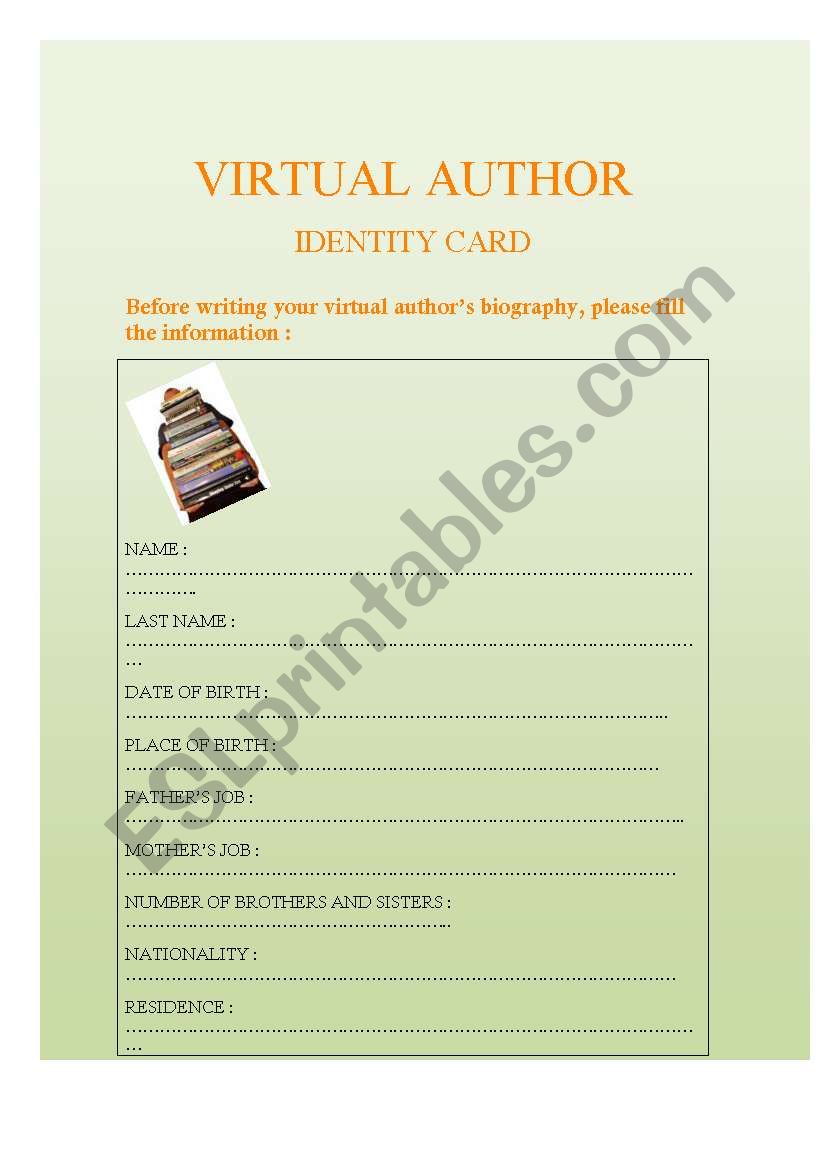 VIRTUAL AUTHORS ID worksheet