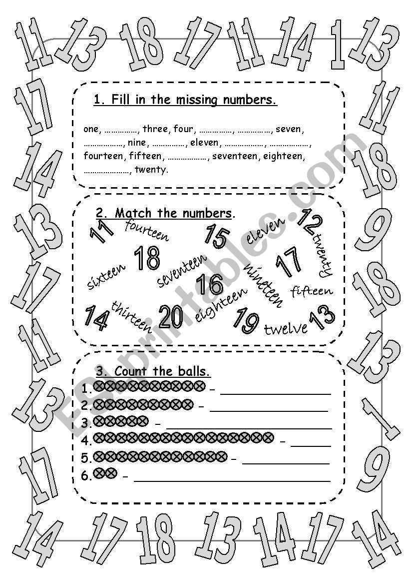 Numbers worksheet