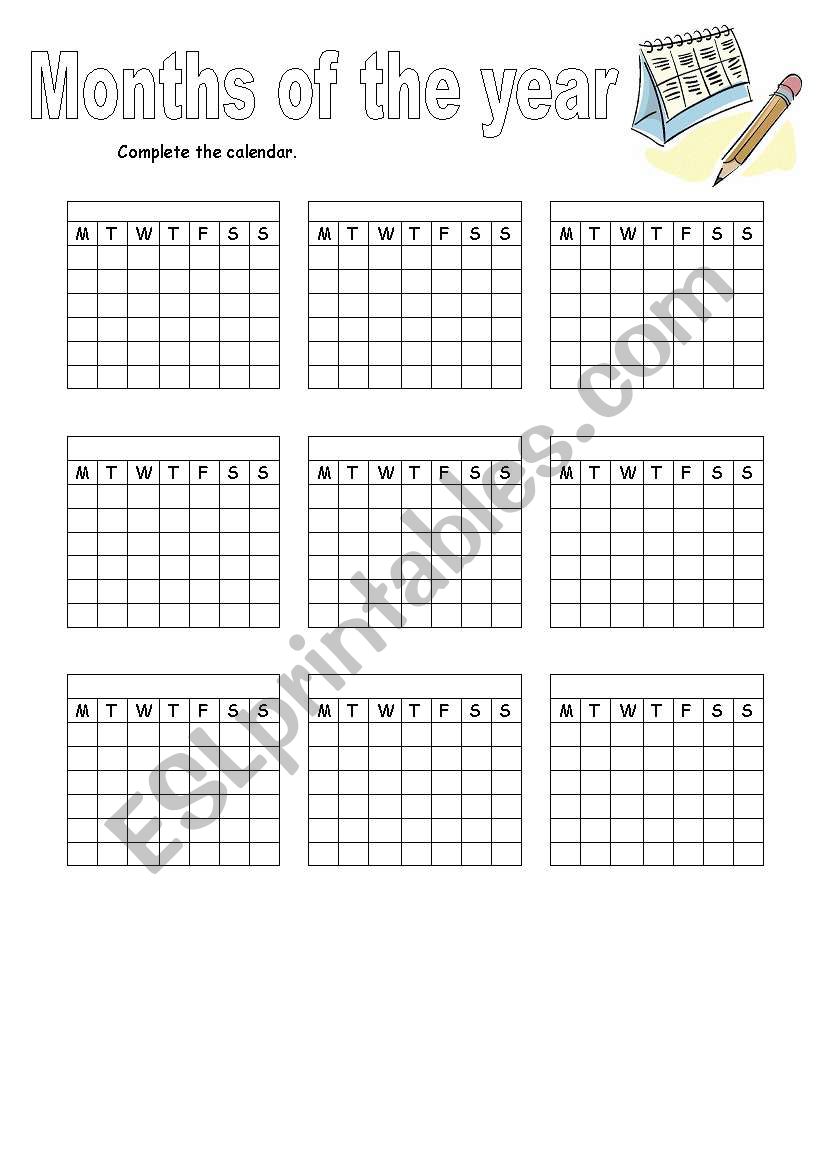 Months worksheet