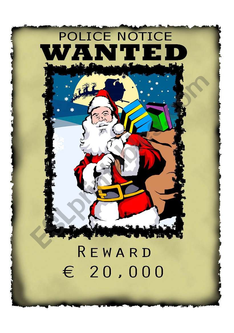 Wanted Christmas Father worksheet