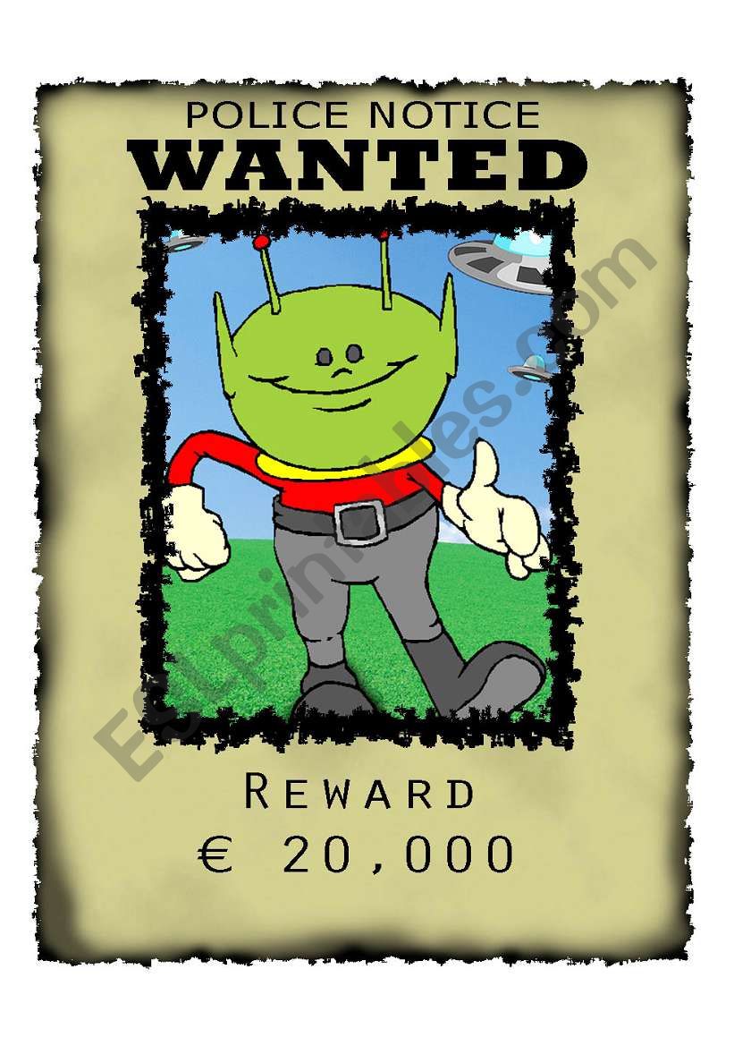 Wanted Alien worksheet