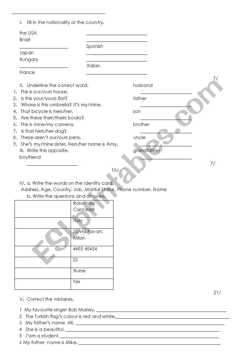 Test worksheet