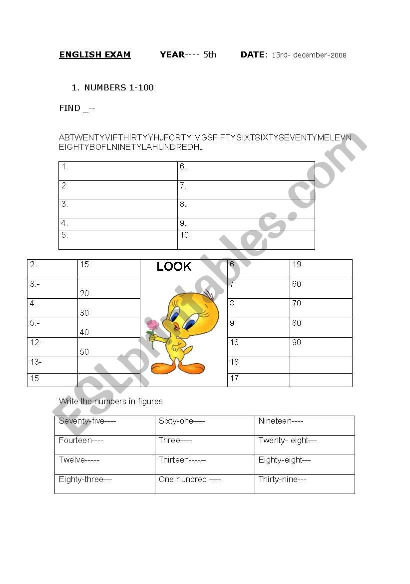 numbers 1-100 worksheet