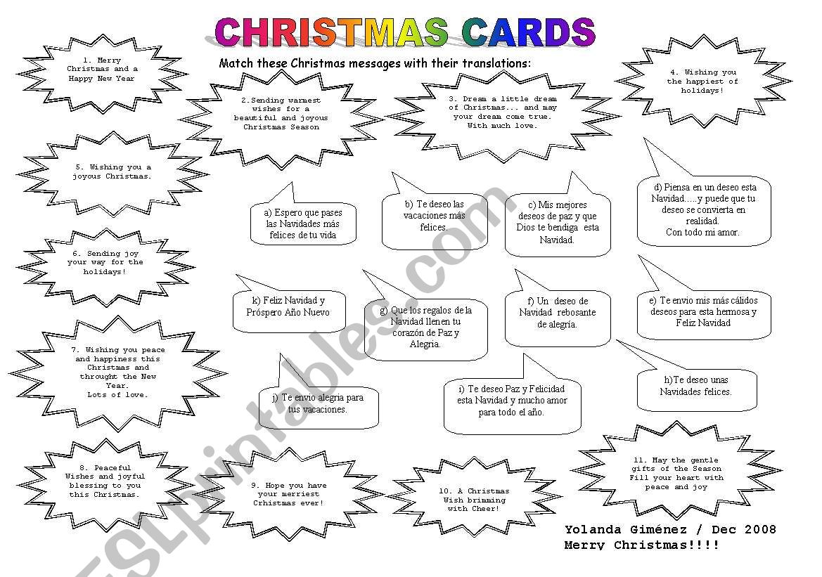 Christmas Cards worksheet