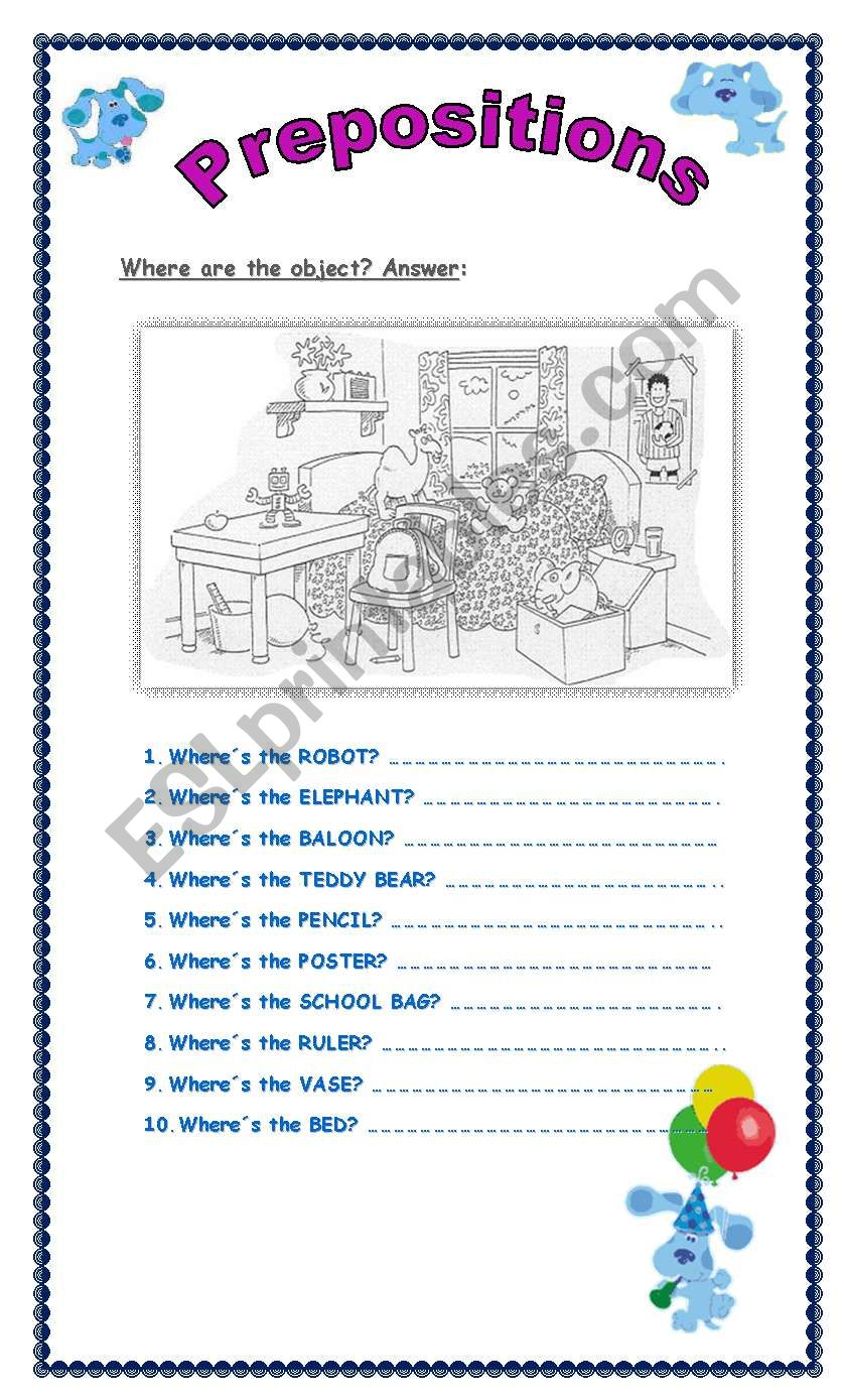 PREPOSITIONS (easy)  worksheet