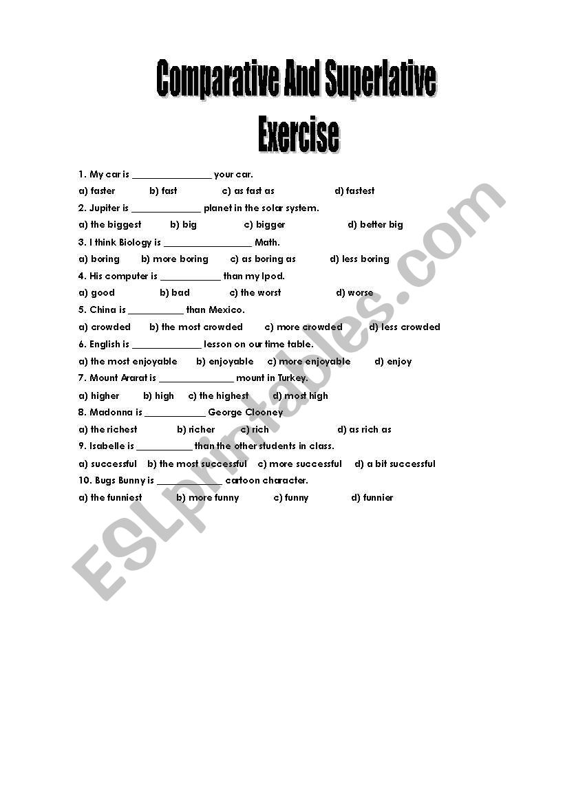 Comparatives and superlatives 